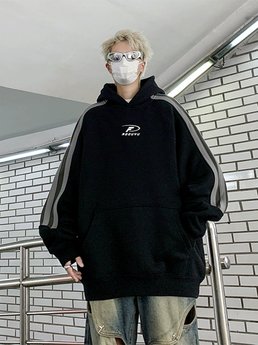 Hip Hop Ins Stitching Printing Coat Hooded Sweater