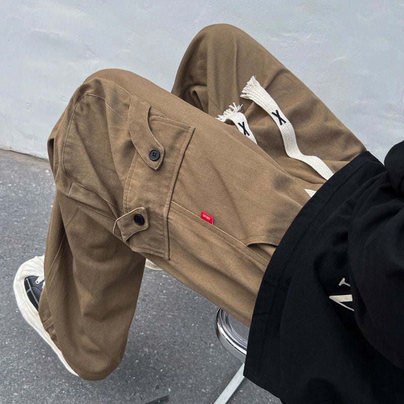 American Pure Cotton Functional Handsome Pocket Hiphop Pants