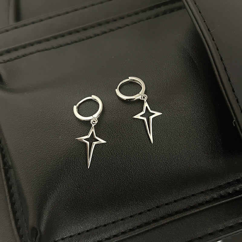 Fashion Minimalist Sterling Silver Asterism Women's Unisex Style Earrings