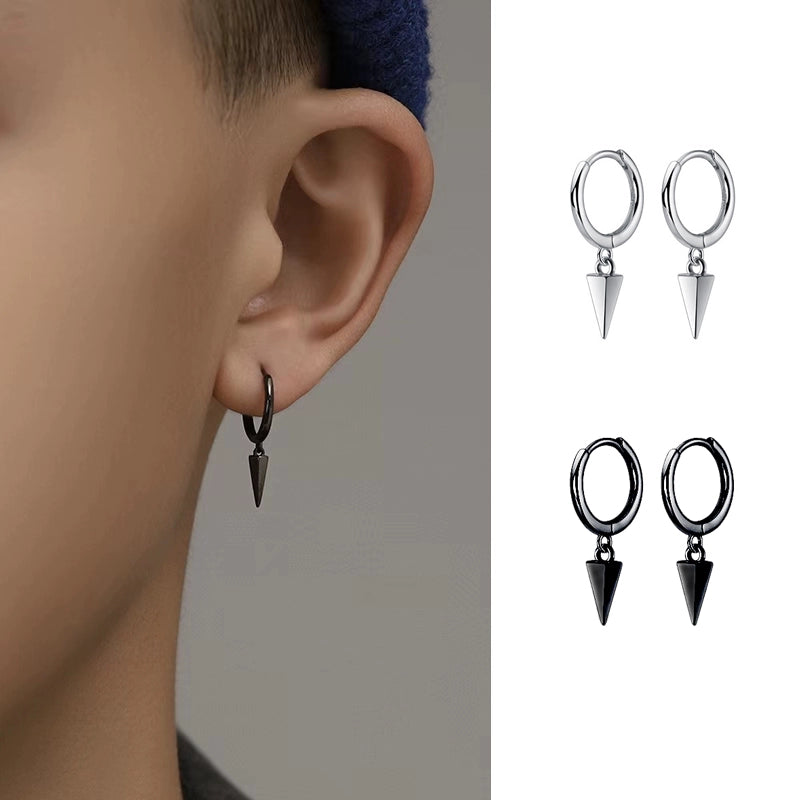 Trendy Black 925 Sterling Silver Women's Ins Hip-Hop Ear Ring
