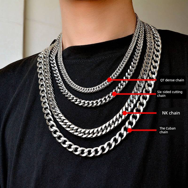 Basic Style Titanium Steel Simple Cuba Couple Trendy Cool Necklace