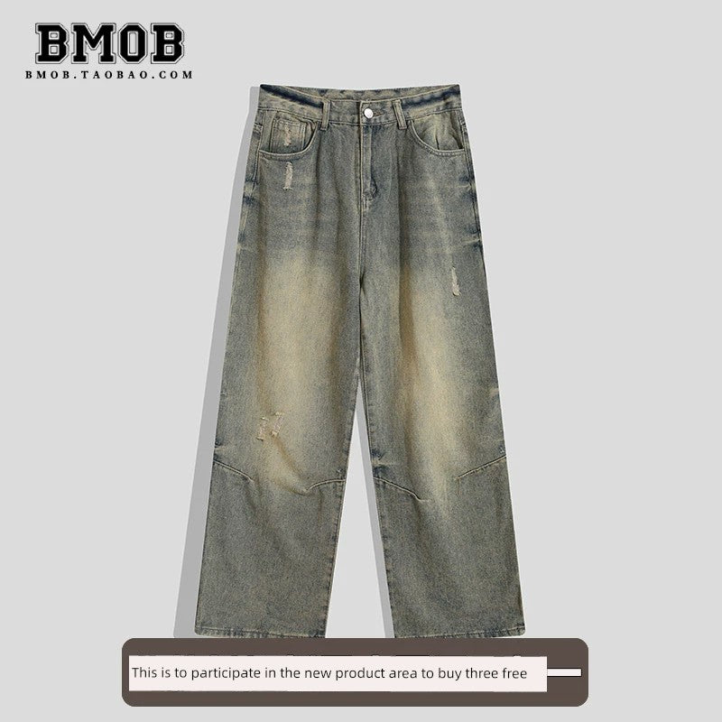 Trendy Bmob Scrape Fried Street Distressed Hip Hop Jeans